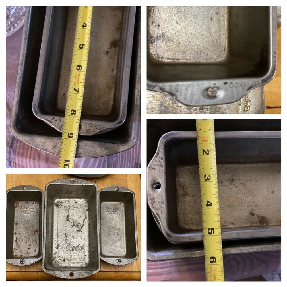 Vintage Bake‎ King EKCO Tin Loaf Pan Set 3 Piece Farmhouse Rustic Bakeware